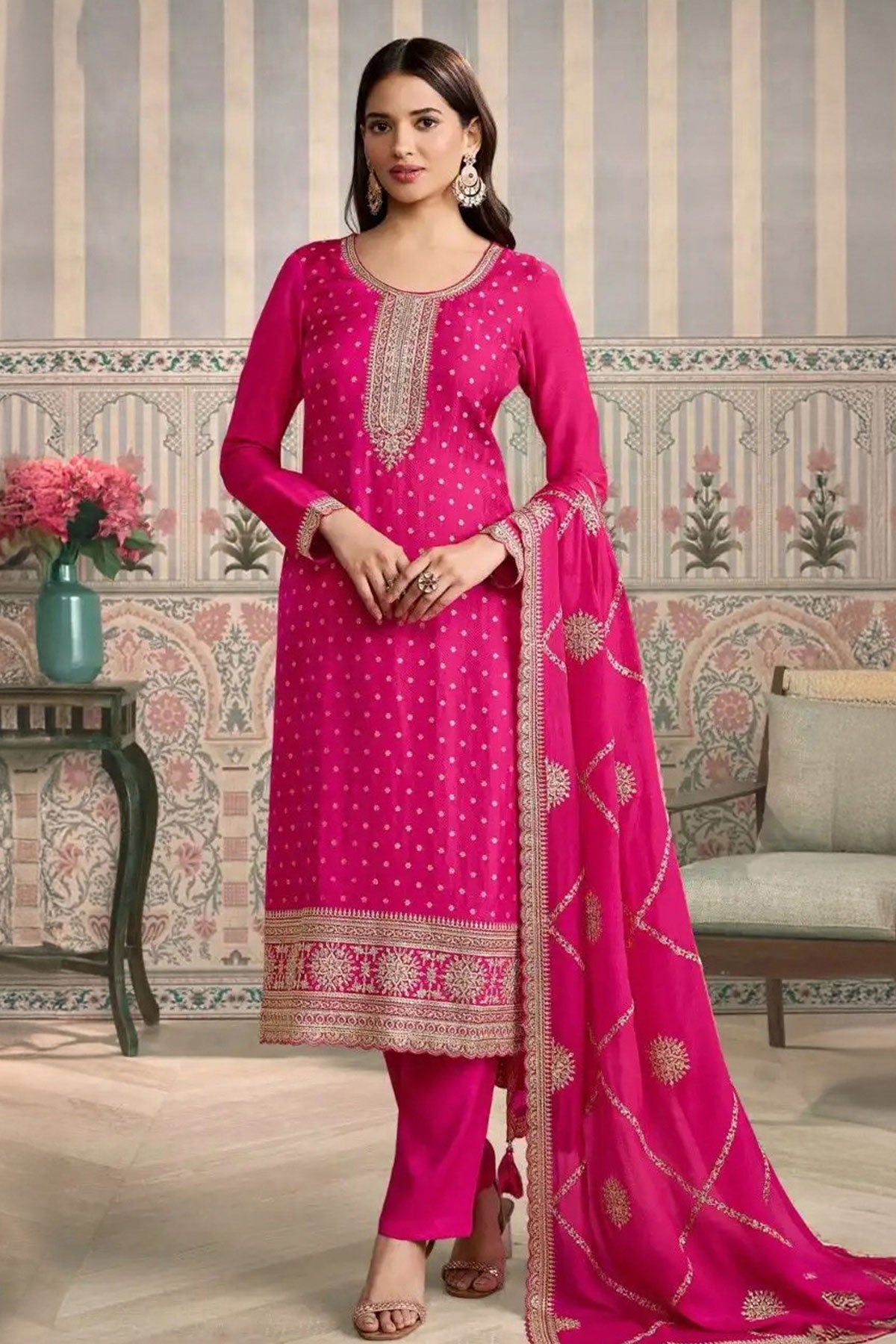 Rani Crepe Embroidered Unstitched Suit