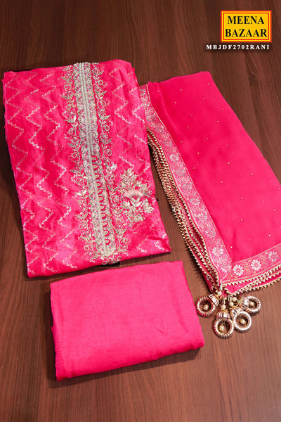 Rani Chanderi Neck Embroidered Suit Set