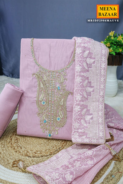 Mauve Cut-dana Swarovski Embellished Chanderi Suit Set