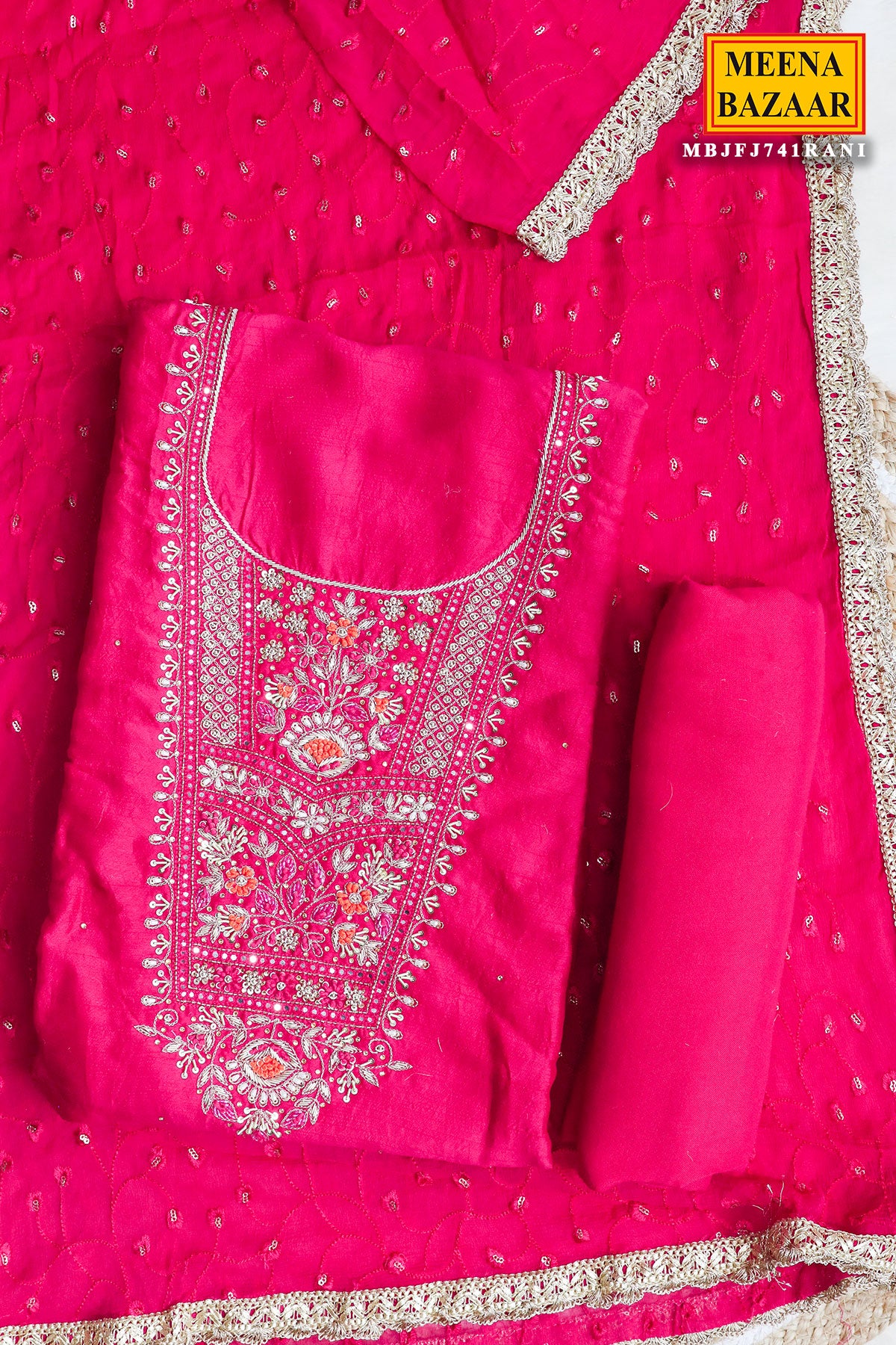 Rani Chanderi Sequin, Cut-dana Embroidered Suit Set