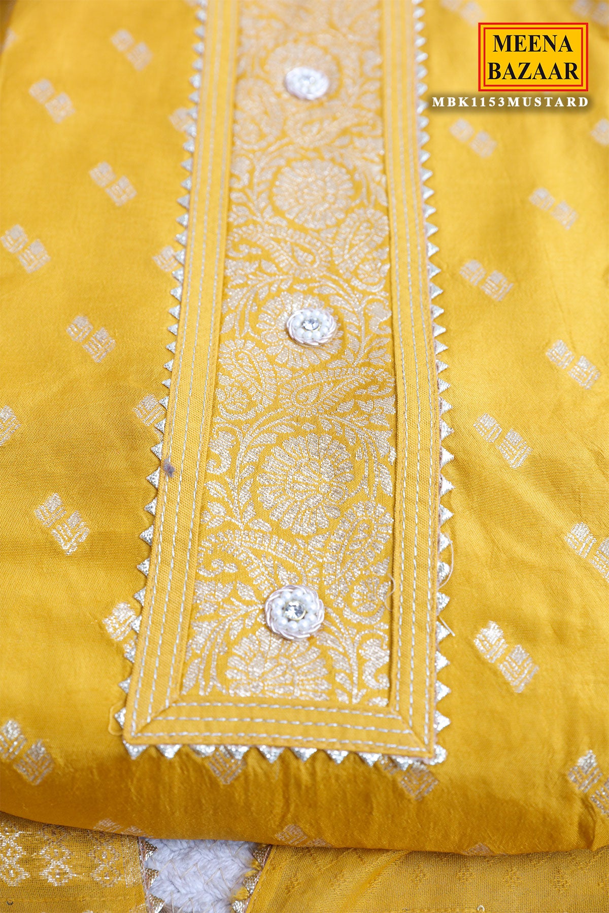 Mustard Maslin Embroidered Unstitched Suit