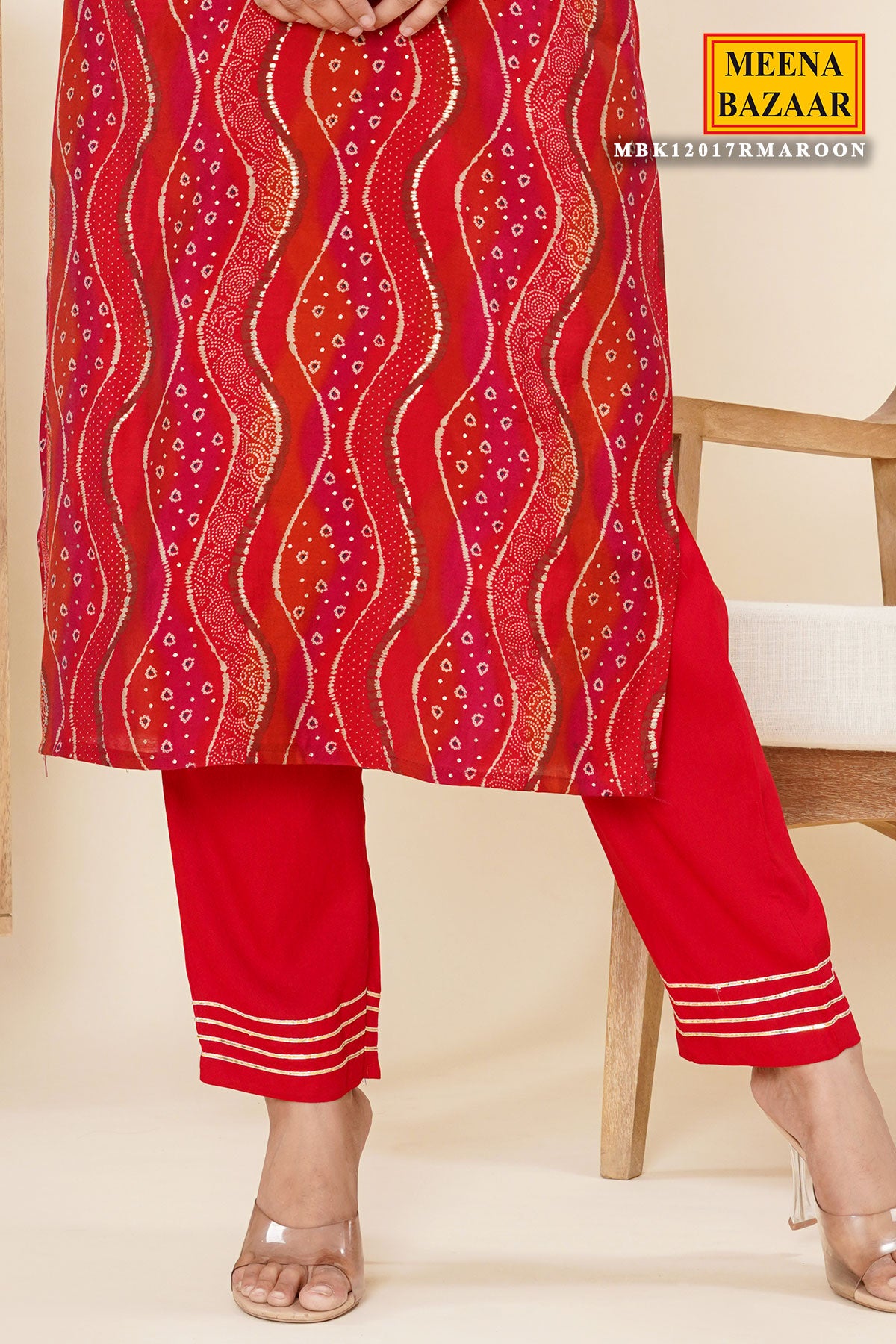 Maroon Muslin Printed Neckline embroidered Suit with Dupatta