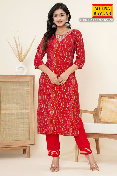 Maroon Muslin Printed Neckline embroidered Suit with Dupatta