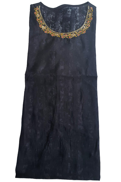 Black Muslin Sequin Embroidered Suit Set