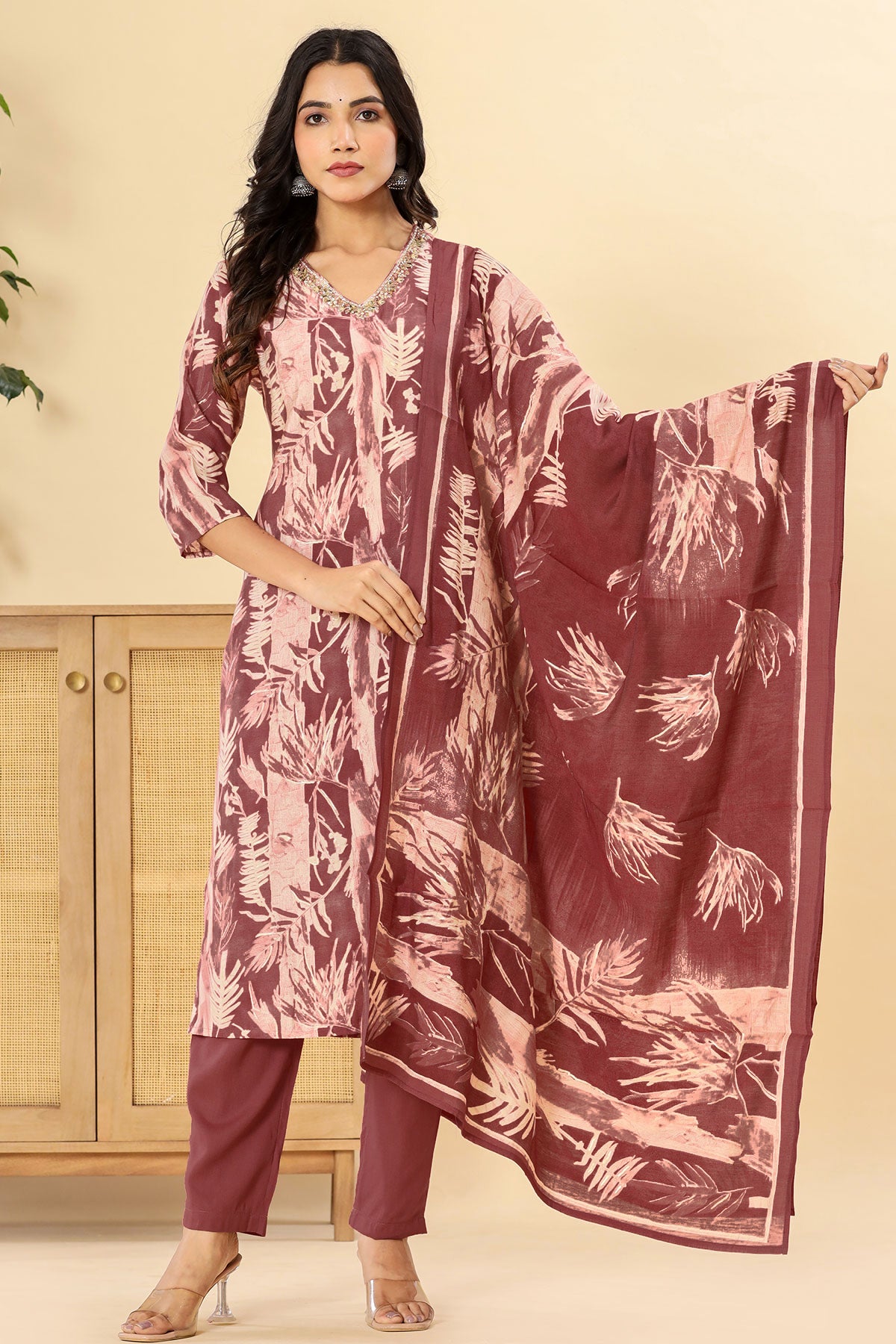 Gajari Muslin Printed Sequins and Cutdana Embroidered Suit