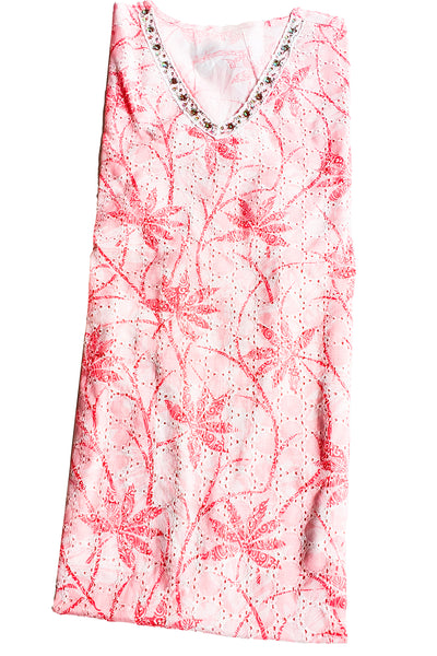 Pink Floral Print Cotton Kurta With Pants And Printed Dupatta