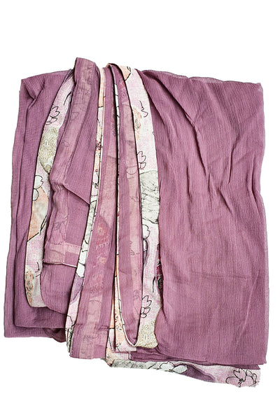 Mauve Cotton Printed Straight Suit With Trouser