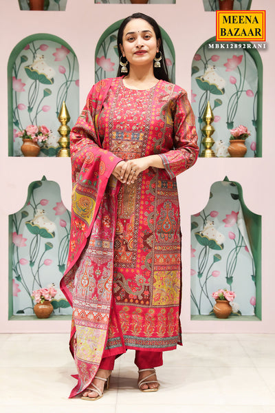 Rani Printed & Embroidered Muslin Kurta with Pant & Dupatta