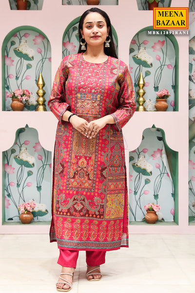 Rani Printed & Embroidered Muslin Kurta with Pant & Dupatta