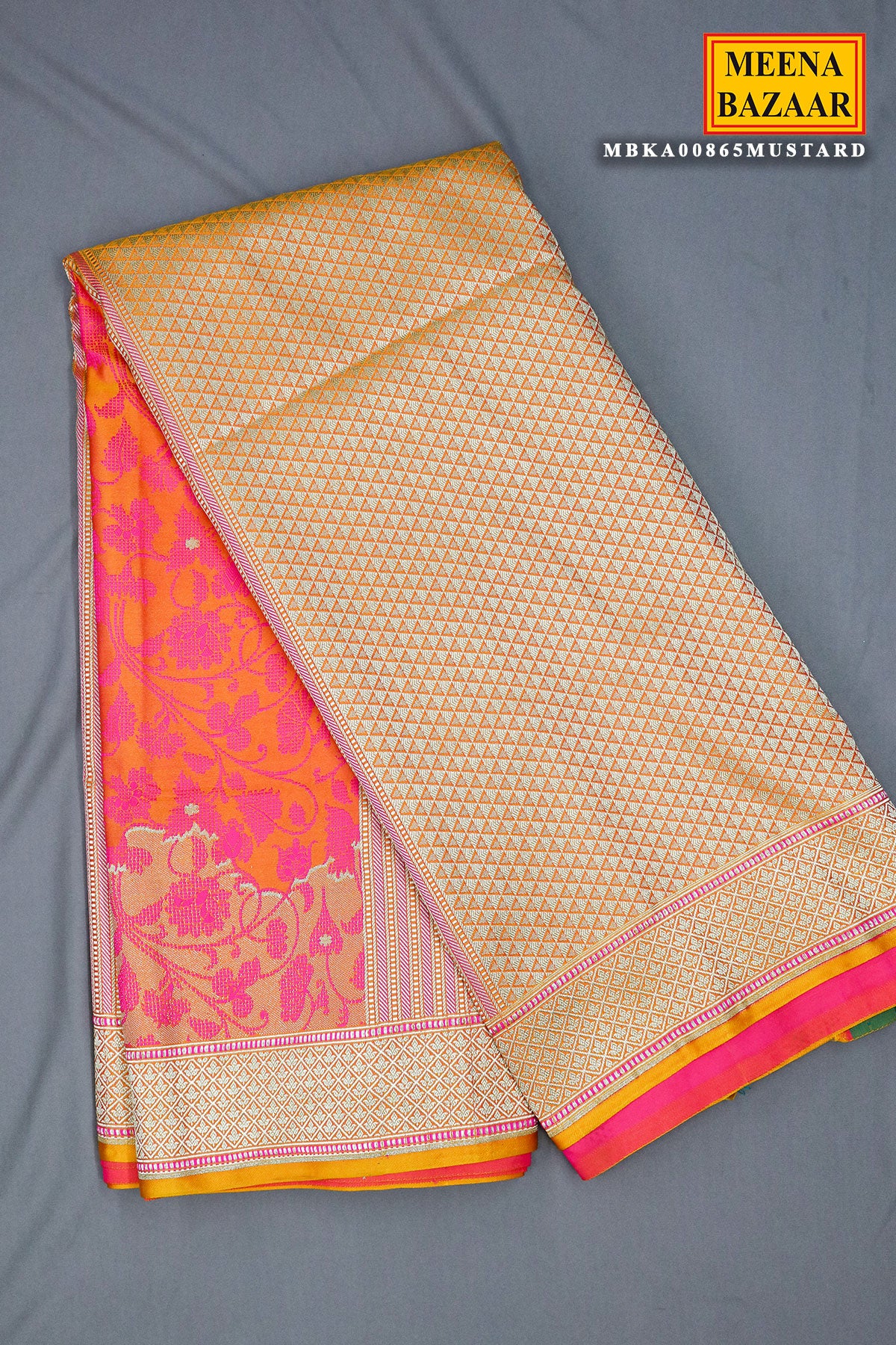 Mustard Banarasi Silk Woven Saree