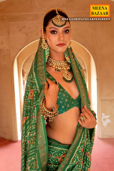 Green Silk Printed Saree Elegant Festive & Party Wear