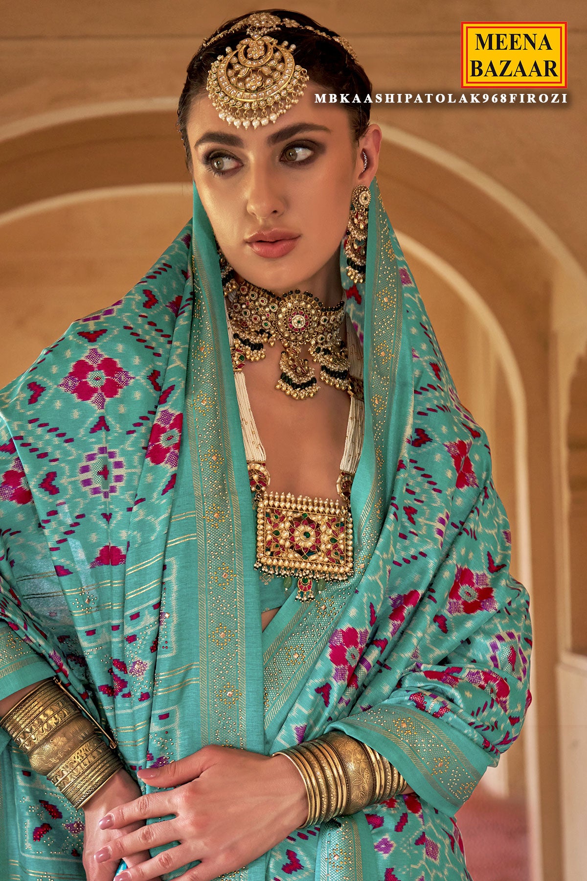 Firozi Silk Weaving Saree Elegant Traditional & Festive Wear