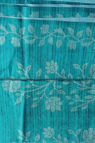 Rama & Black Organza Silk Printed Woven Saree