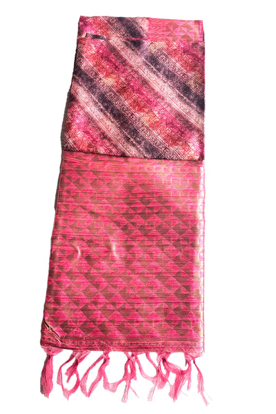 Pink Tussar Silk Woven Saree