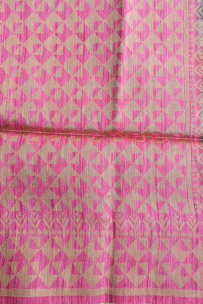 Pink Tussar Silk Woven Saree