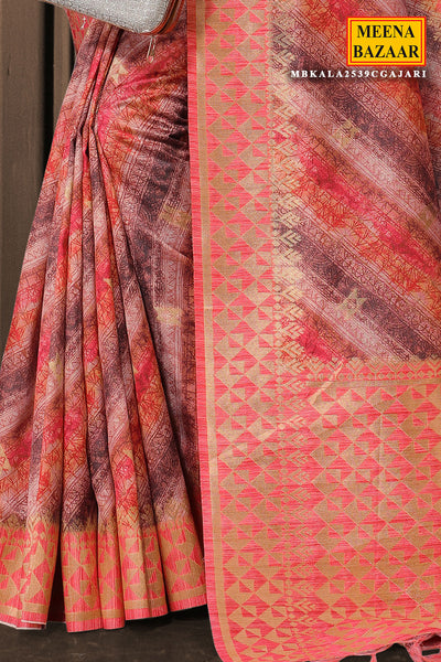 Gajari Tussar Silk Woven Saree