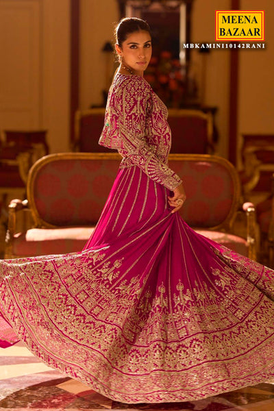 Rani Heavy Embroidered Georgette Lehenga with Short Shrug