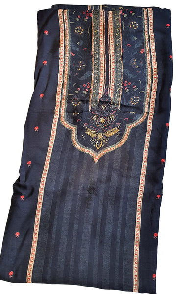 Black Cotton Floral Embroidered Unstitched Suit Set