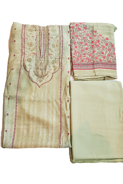 Pista Cotton Floral Embroidered Unstitched Suit Set