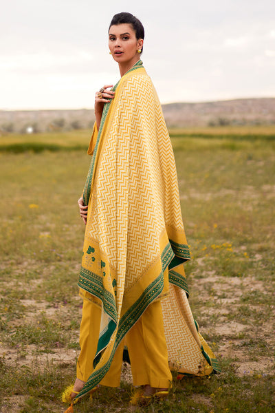 Mustard Modal Silk Zari Woven Unstitched Suit Set