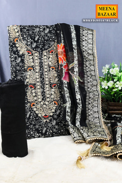 Black Cut-Dana Zari, Sequin Embroidered Georgette Unstitched Suit