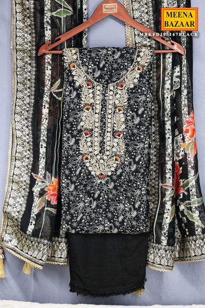 Black Cut-Dana Zari, Sequin Embroidered Georgette Unstitched Suit