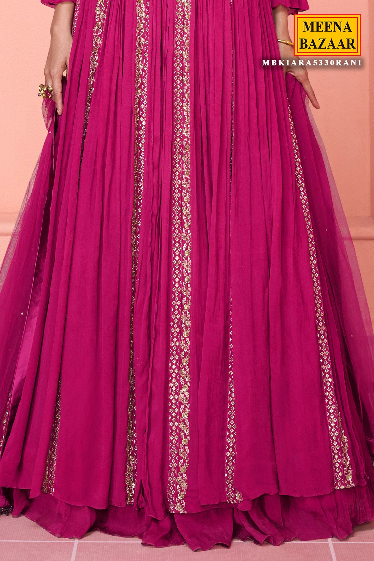 Rani Georgette Indowestern Style Embroidered Gown