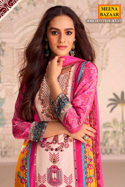 Rani Crepe Silk Mirror Work Ready Made Suit