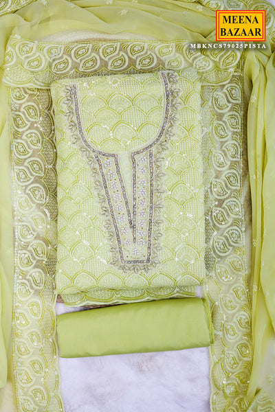 Pista Chikankari Threadwork Embroidered Georgette Suit Set