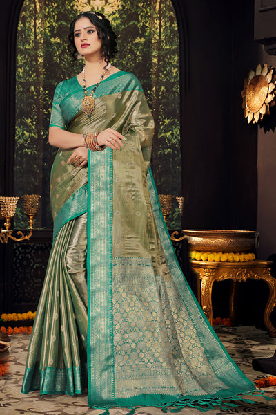 Rama Tissue Zari Weaving Saree