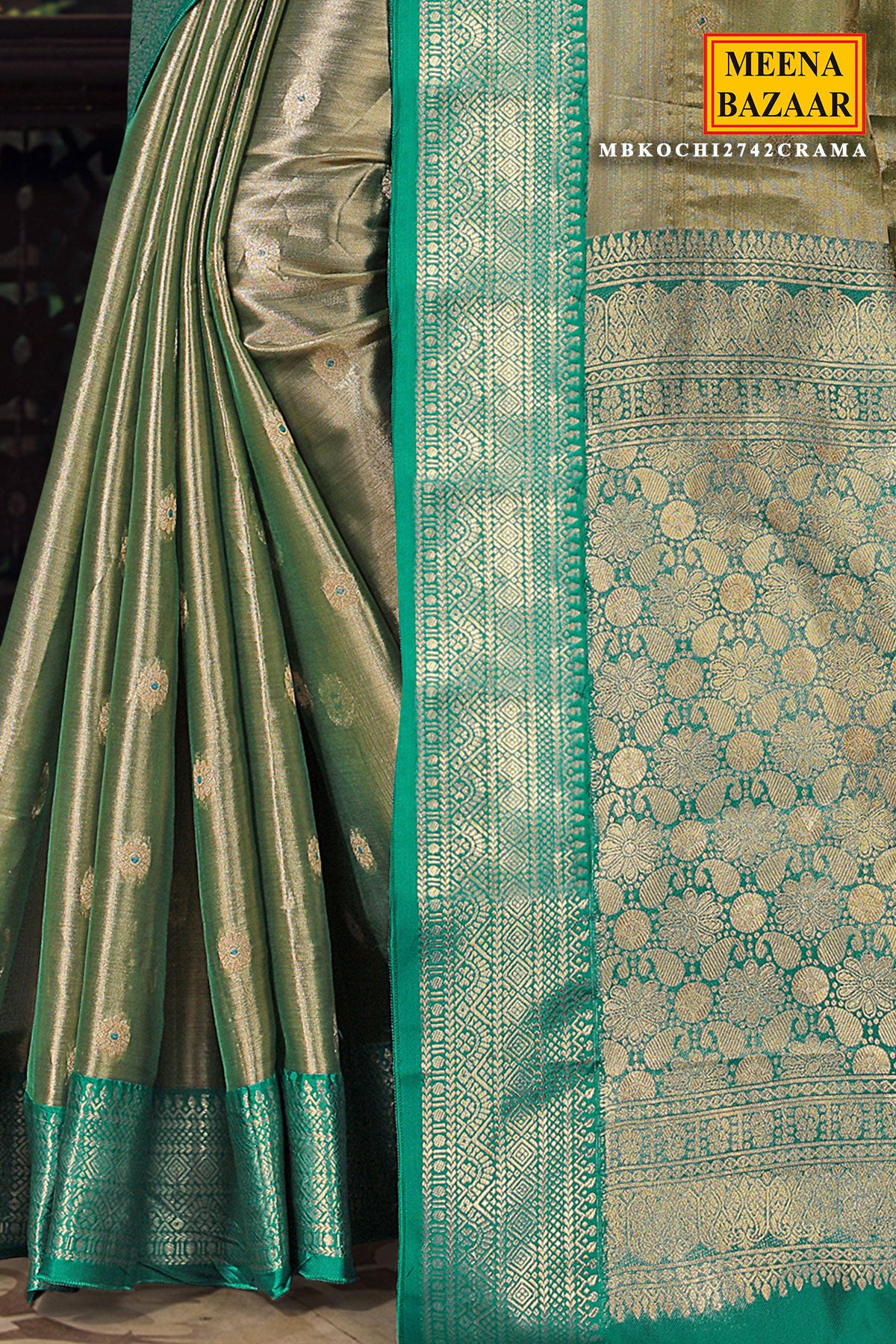 Rama Tissue Zari Weaving Saree