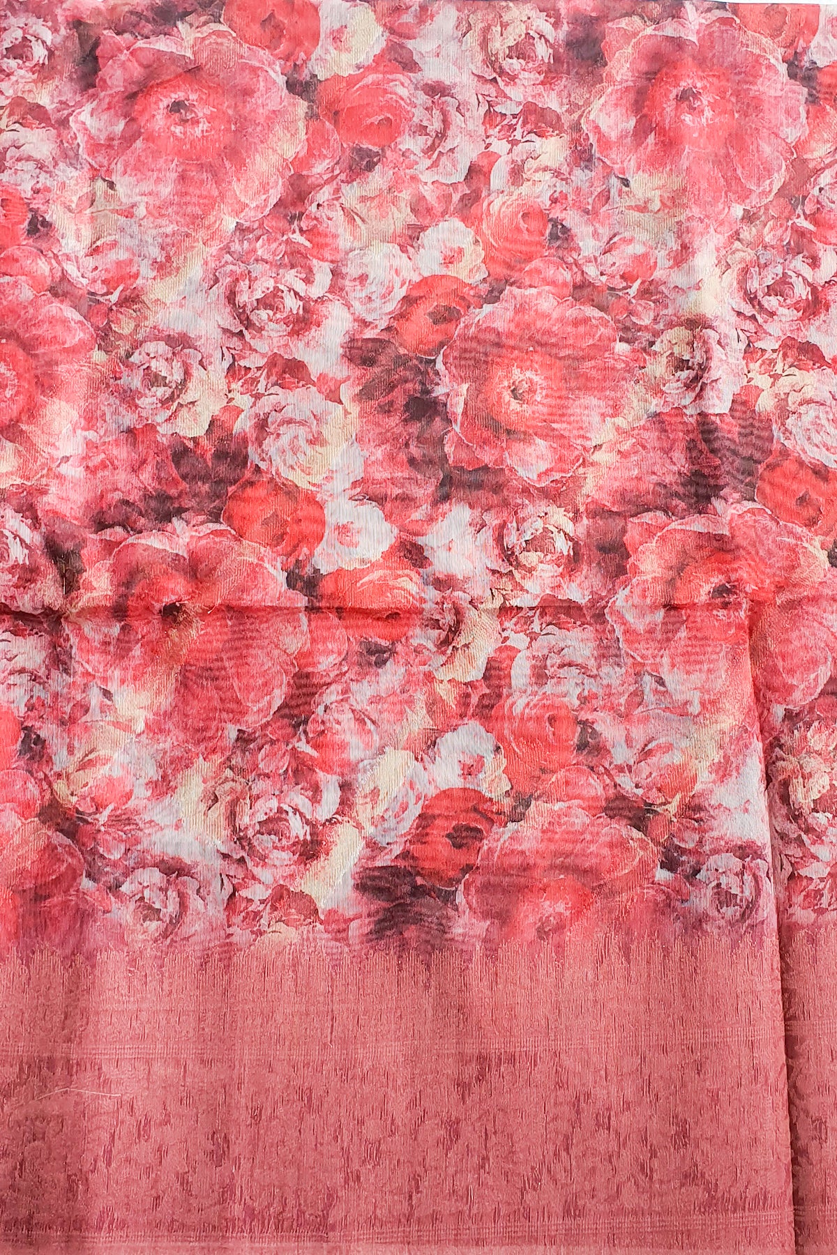 Gajari Kora Silk Floral Printed Woven Sari