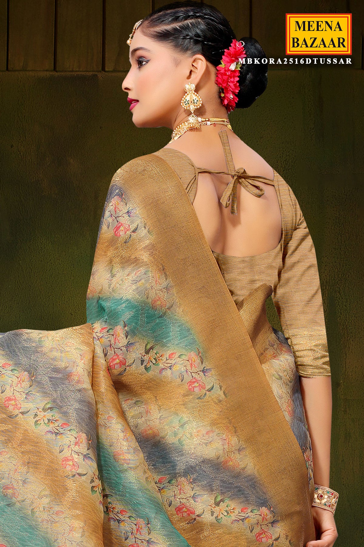 Tussar Silk Blend Zari Woven Saree