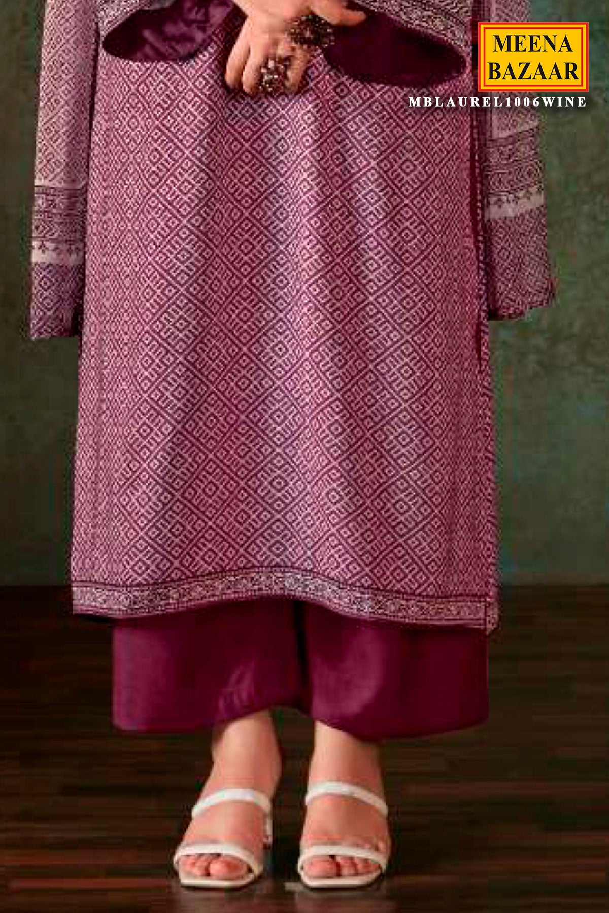 Wine Pashmina Silk Digital Printed Suit Set