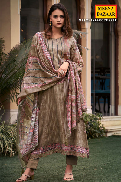 Brown Digital Printed Muslin Suit Set