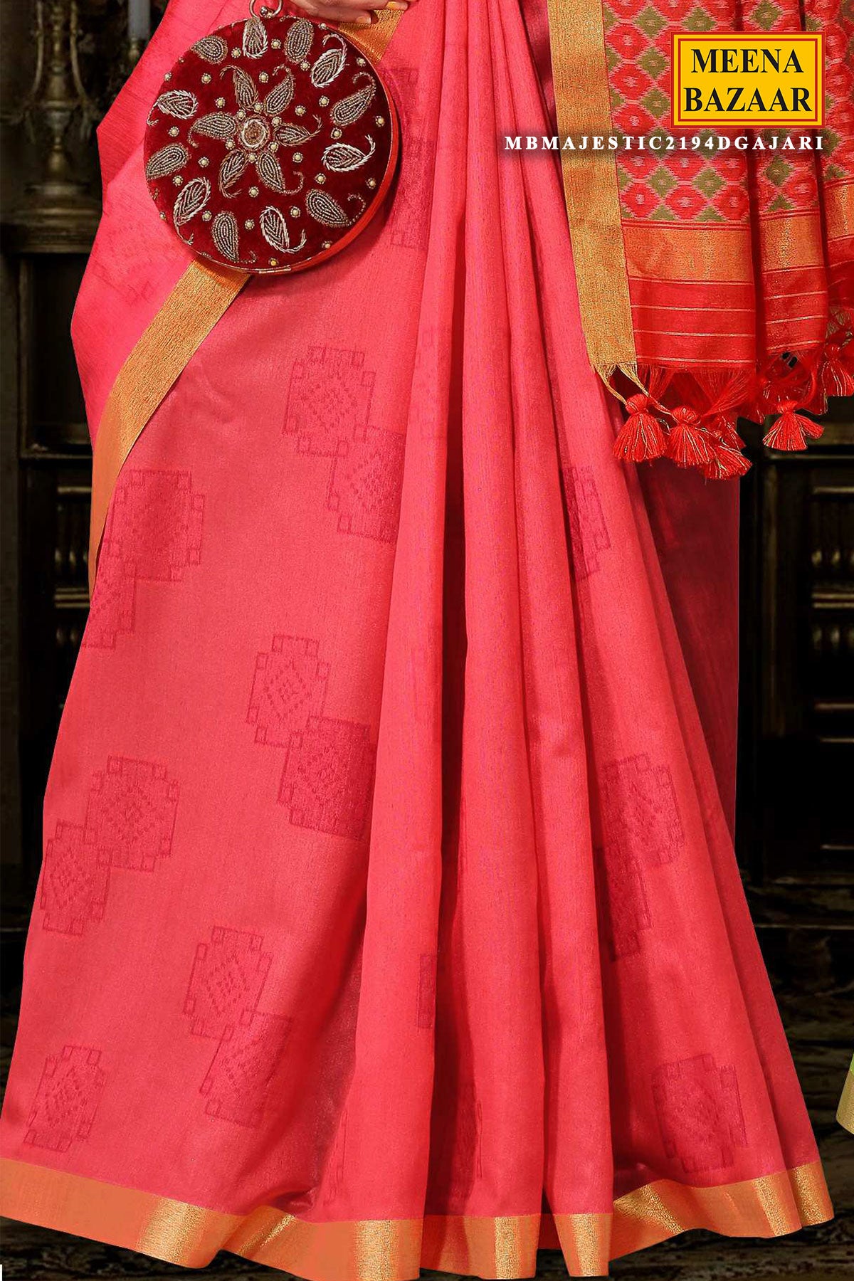 Gajari Chanderi Silk Woven Saree