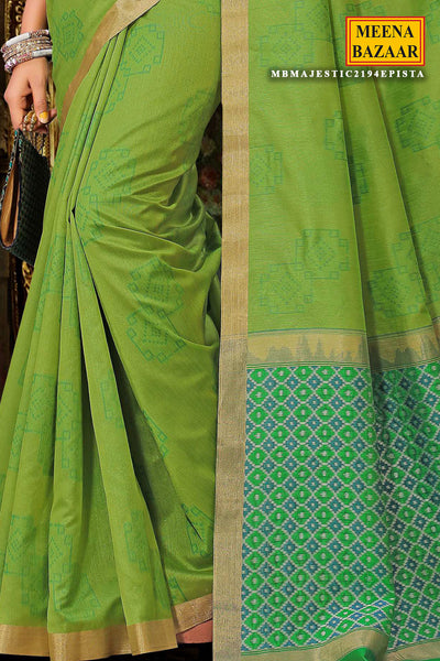 Pista Chanderi Silk Woven Saree
