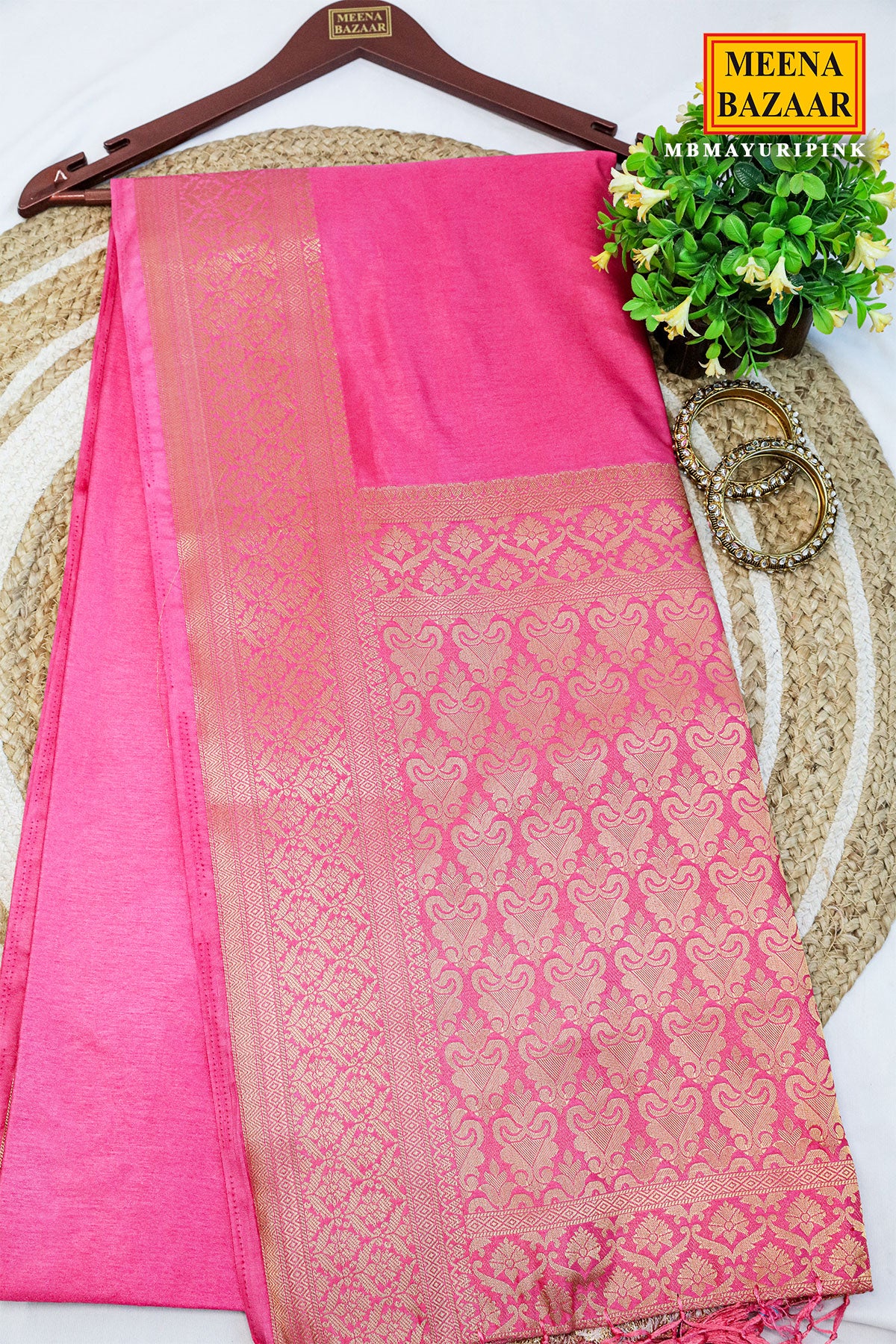 Pink Silk Zari Woven Saree