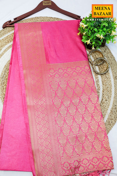 Pink Silk Zari Woven Saree