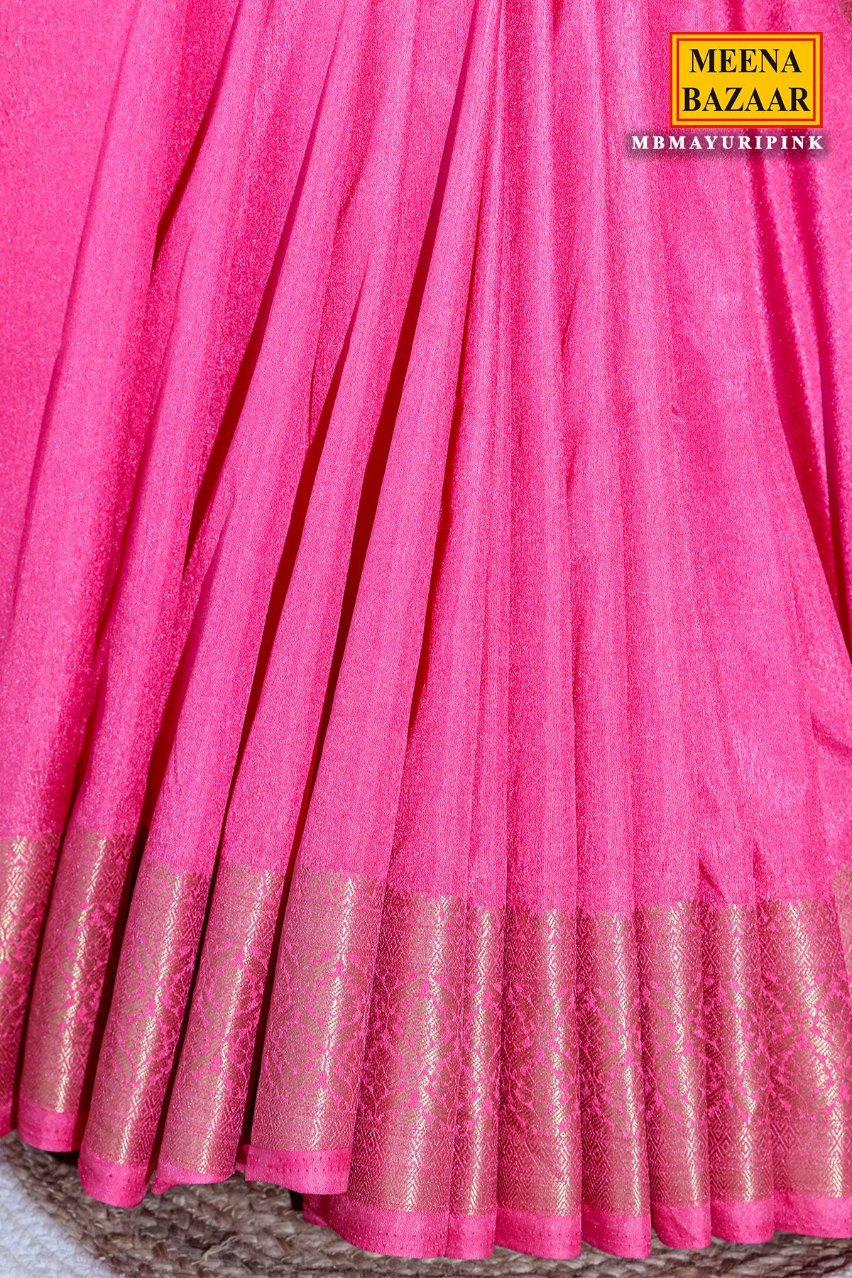 Pink South Silk Floral Zari Woven Saree