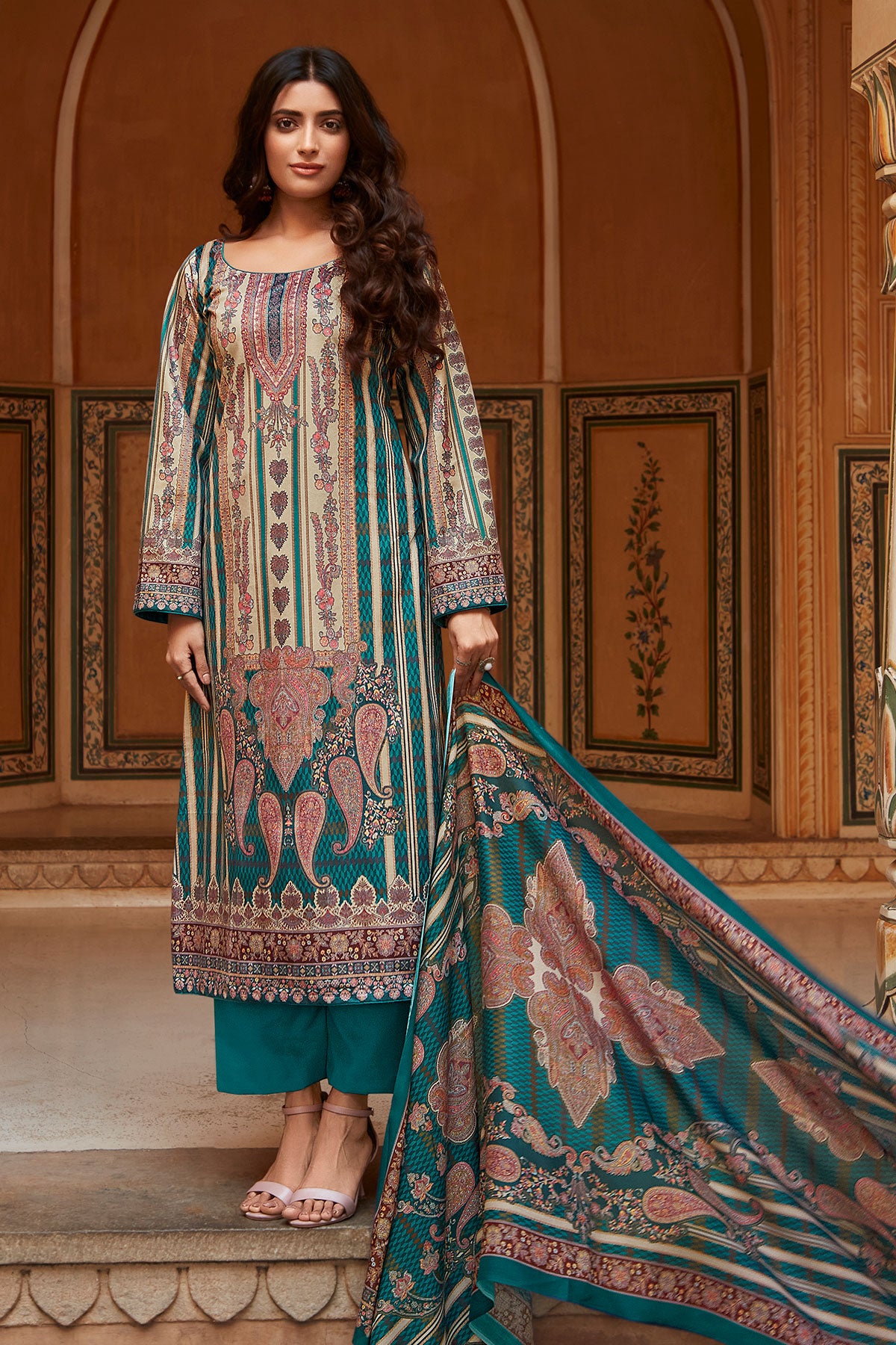 Rama Pashmina Printed Suit Set