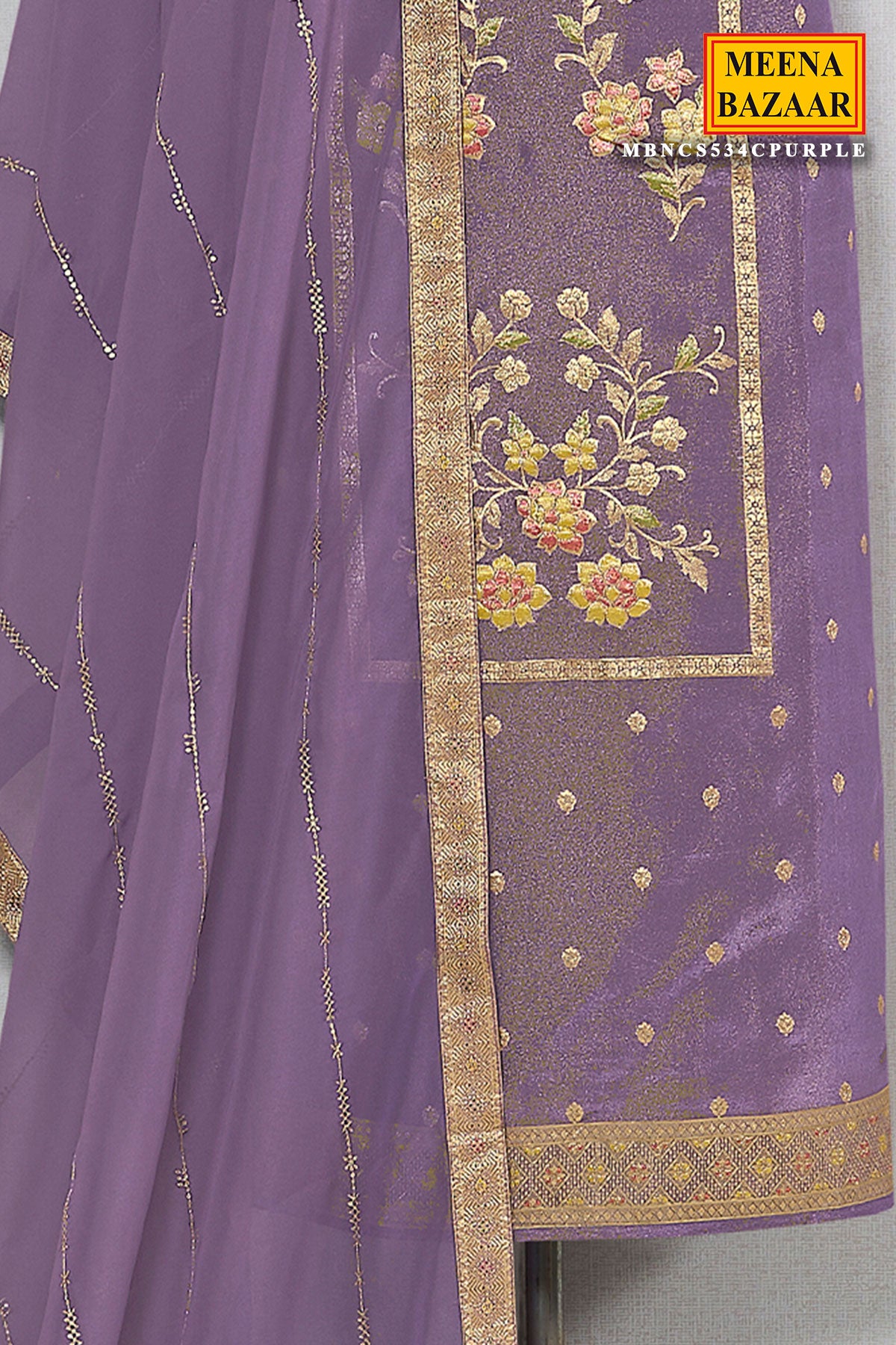 Purple Silk Blend Floral Jacquard Weaving Suit