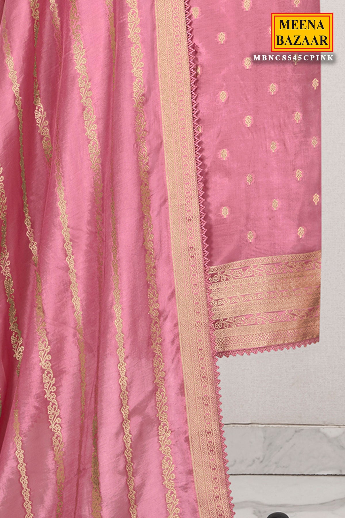 Pink Modal Silk Zari Embroidered Suit Set