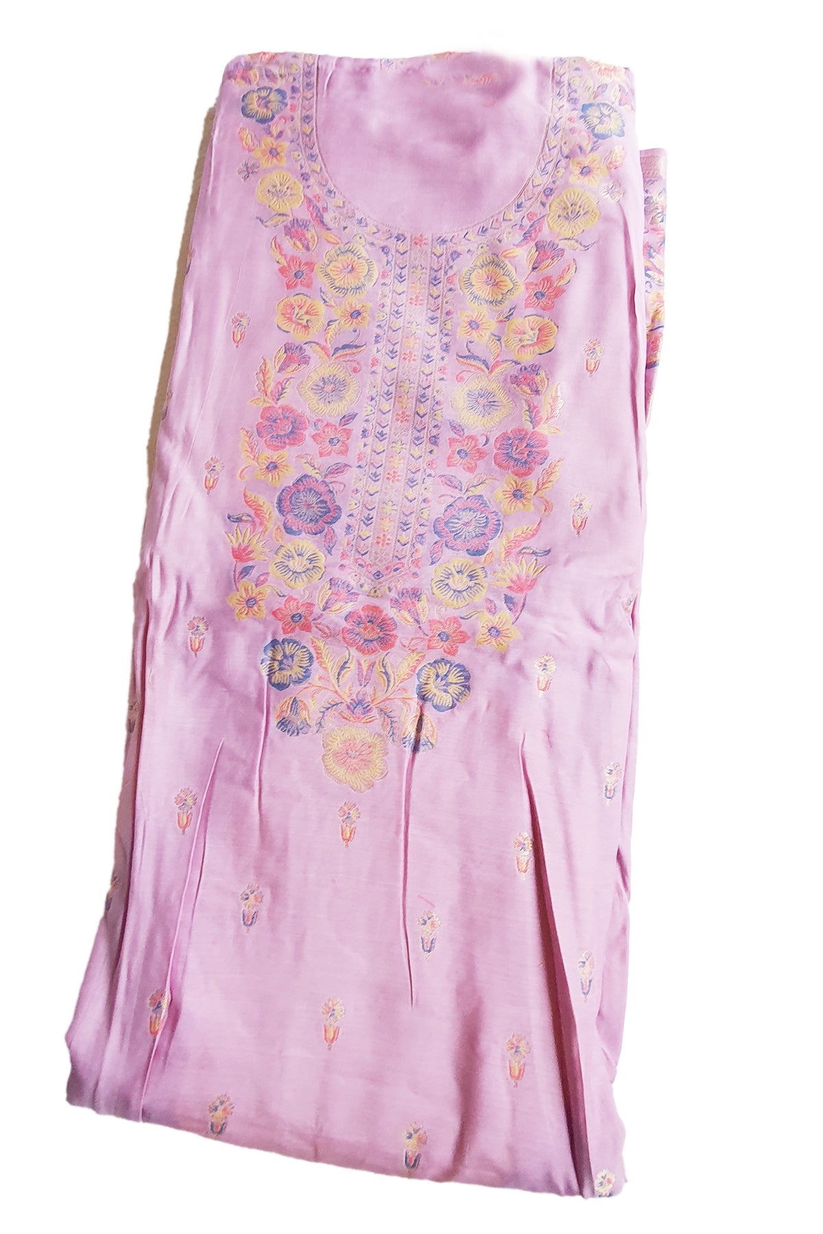 Mauve Muslin Meenakari Printed Unstitched Suit Set