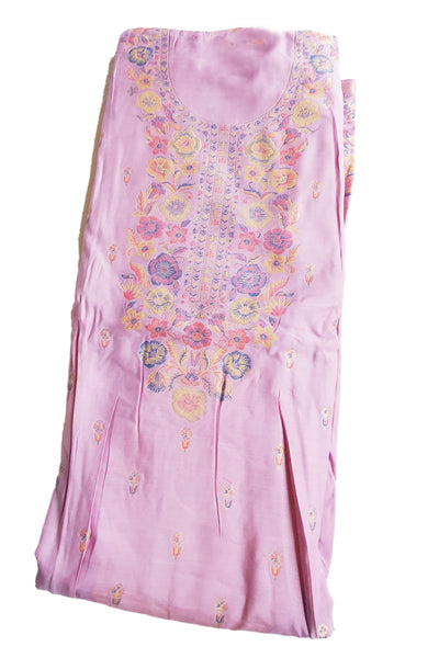 Mauve Muslin Meenakari Printed Unstitched Suit Set