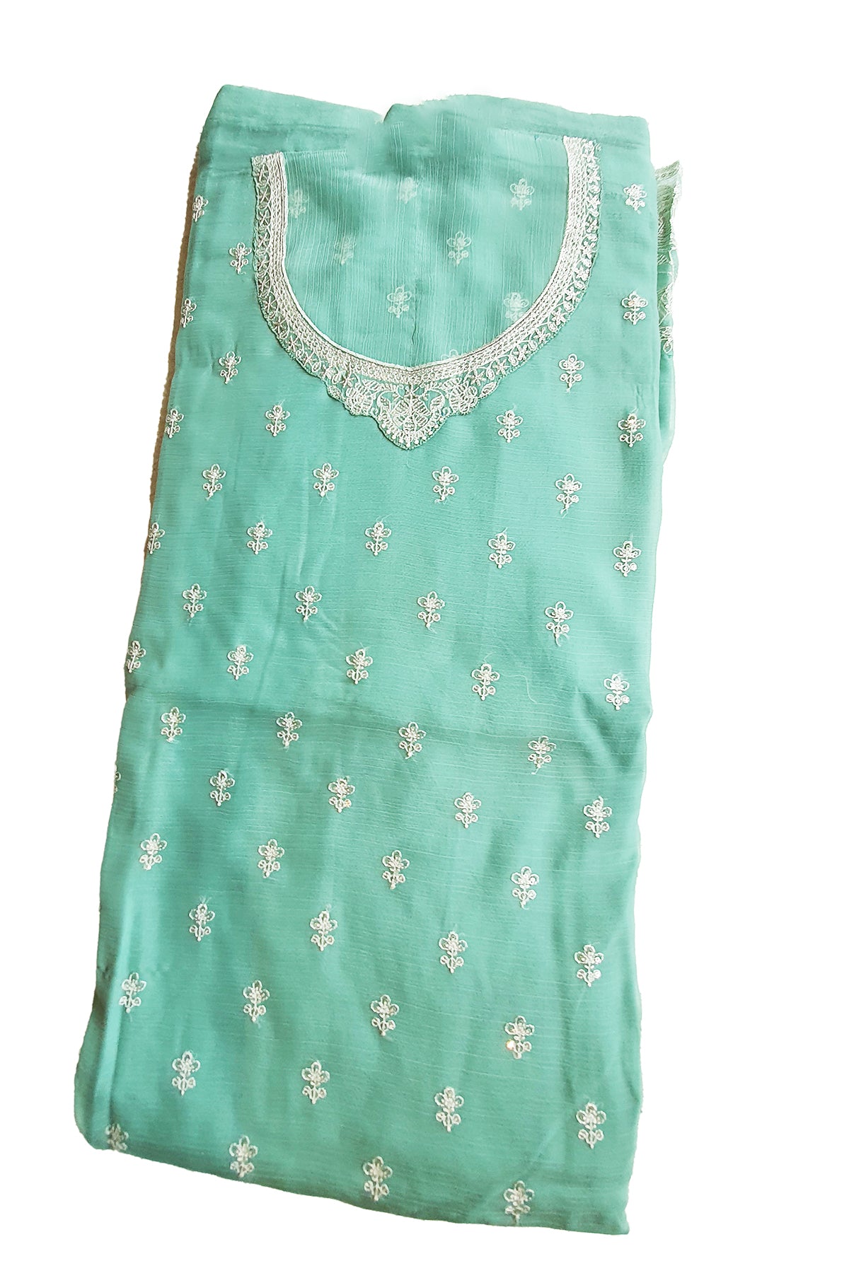 Sea Green Chiffon Silk Thread Embroidered Suit Set