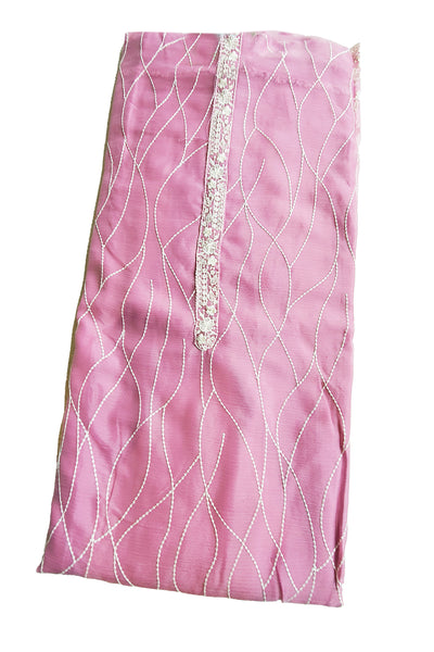 Pink Chiffon Silk Thread Embroidered Unstitched Suit Set