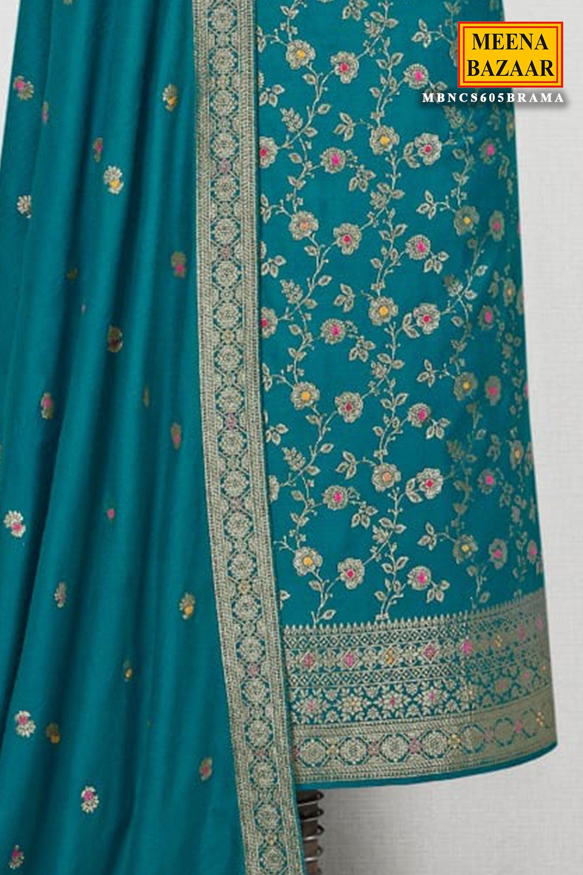 Rama Pashmina Zari Woven Floral Embroidered Unstitched Suit Set