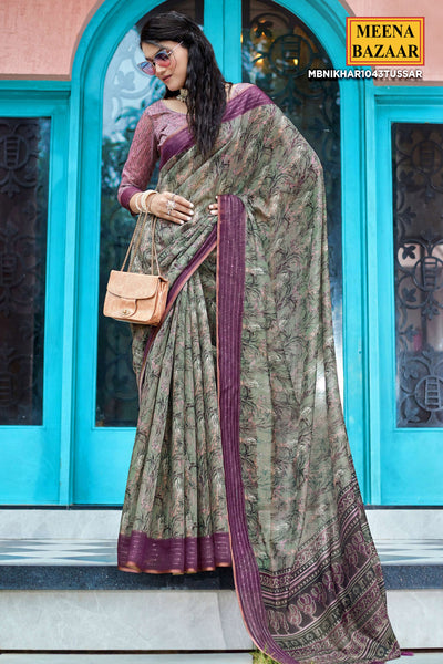 Tussar-Hued Blended Cotton Printed Saree