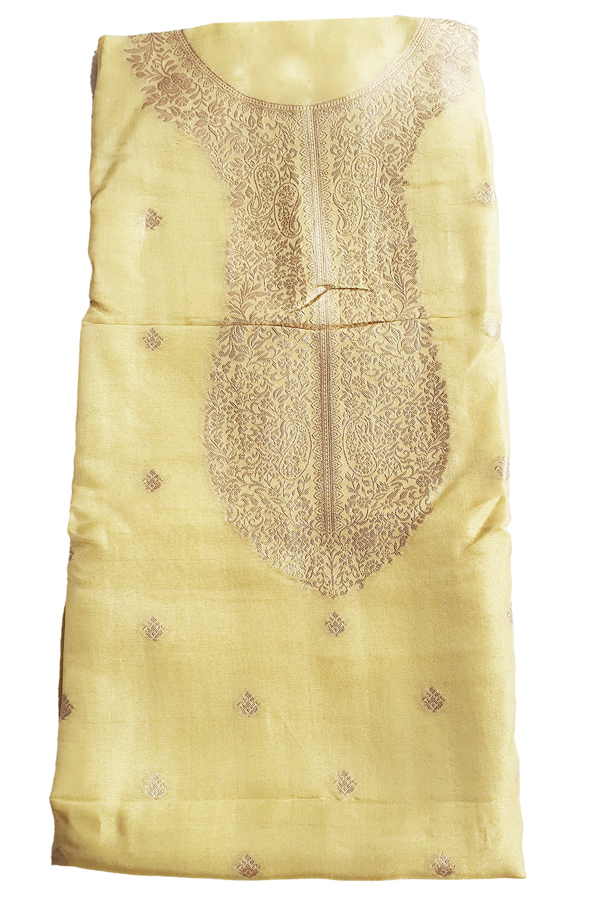 Mustard Tissue Zari Embroidered Suit